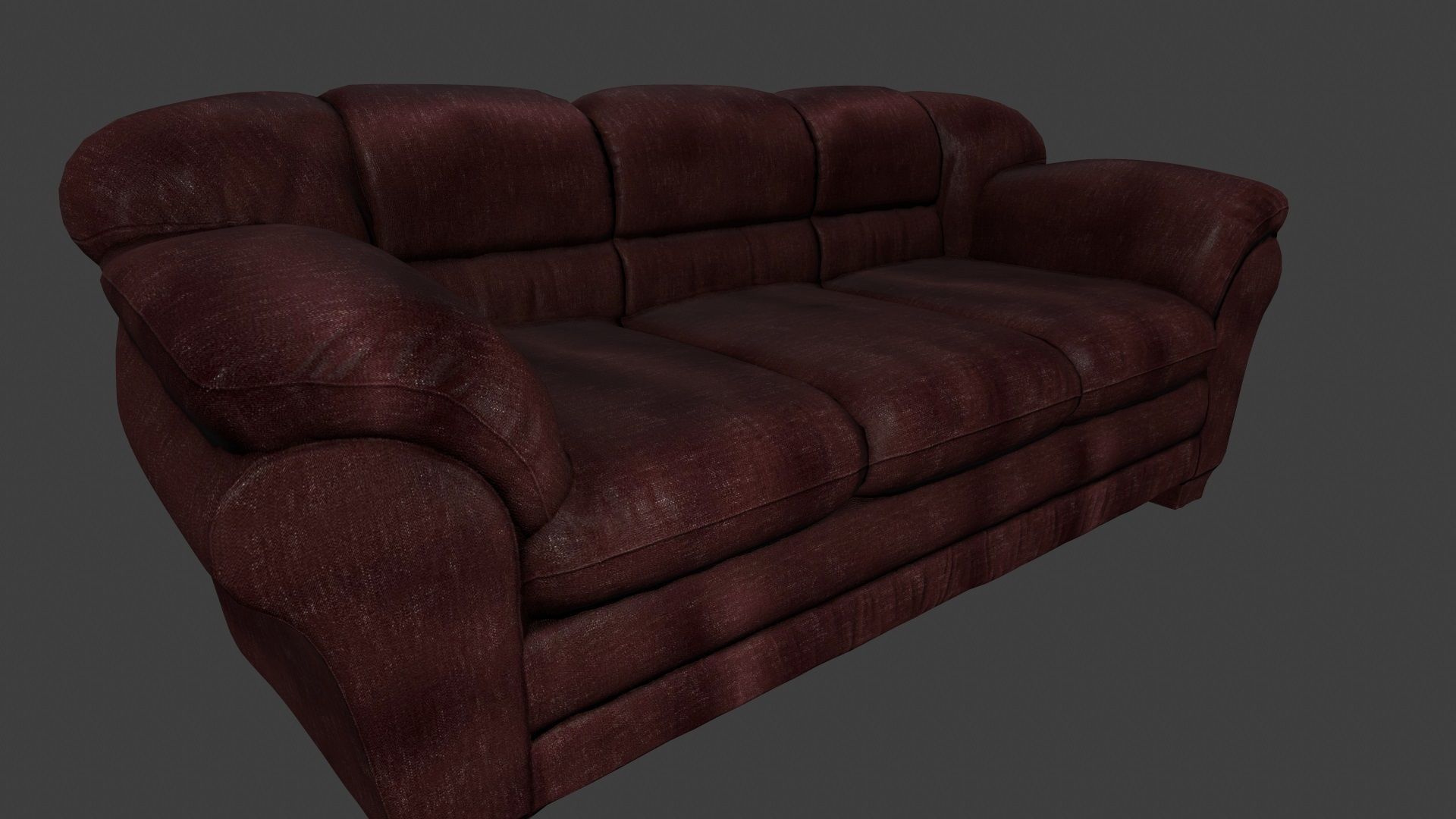 Armchair leather couch Low-poly 3D model_1