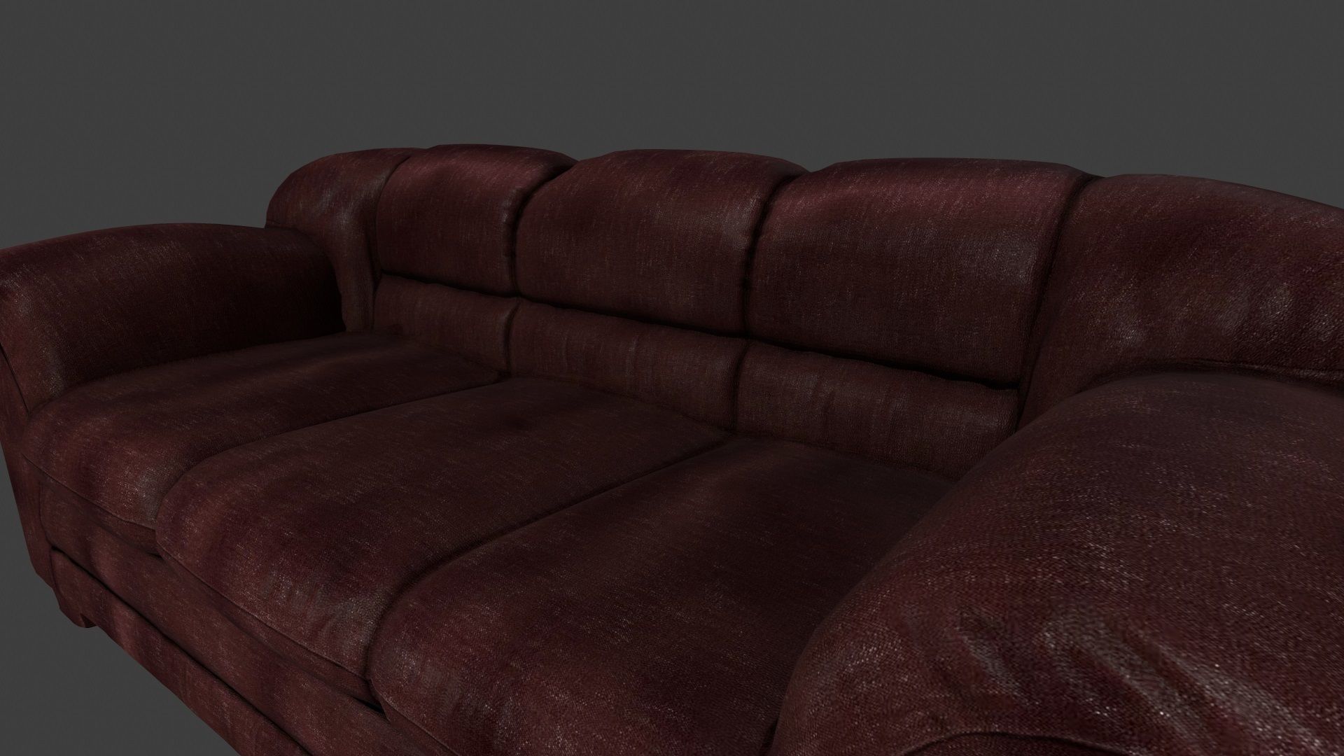 Armchair leather couch Low-poly 3D model_9