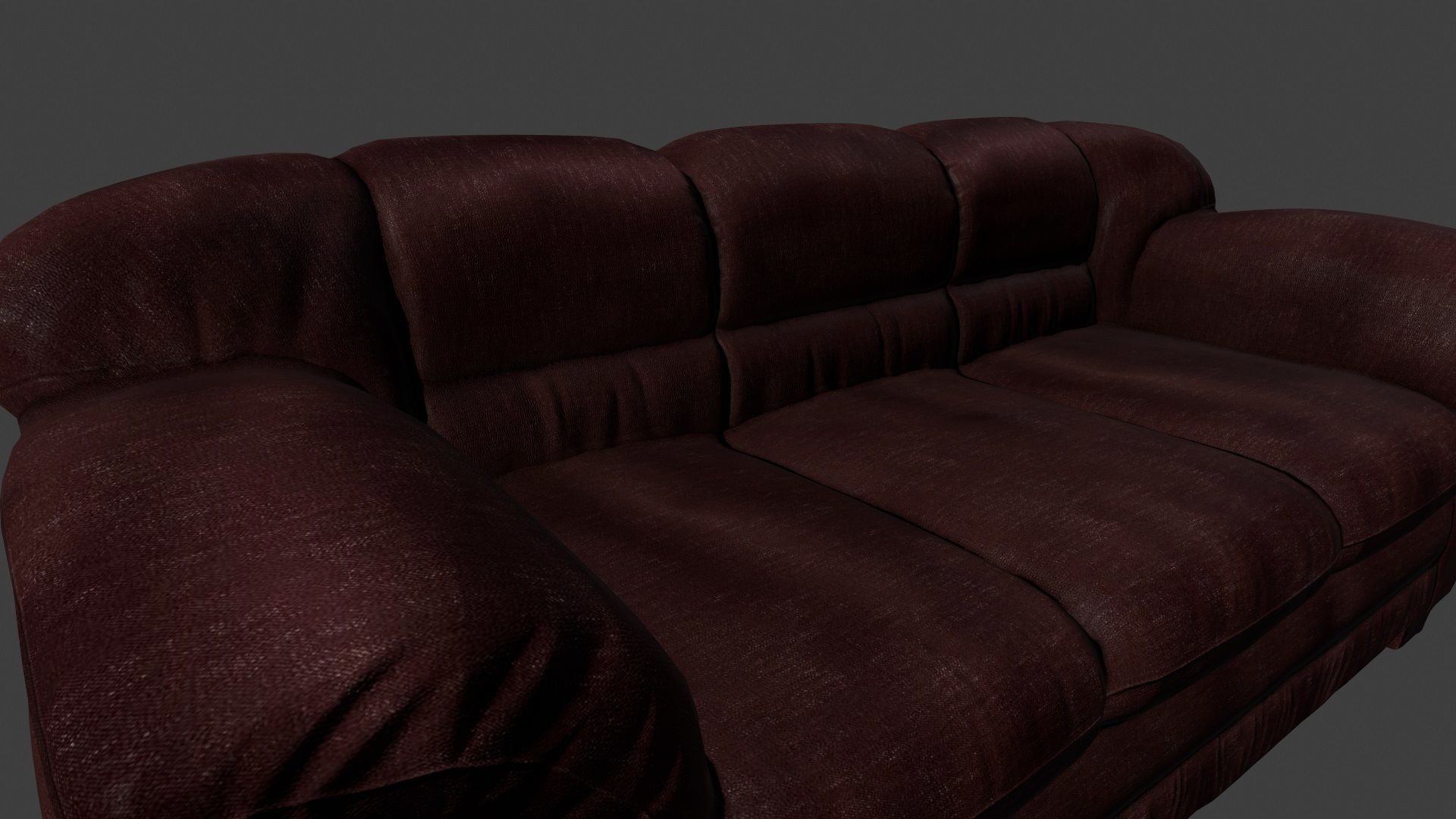 Armchair leather couch Low-poly 3D model_7