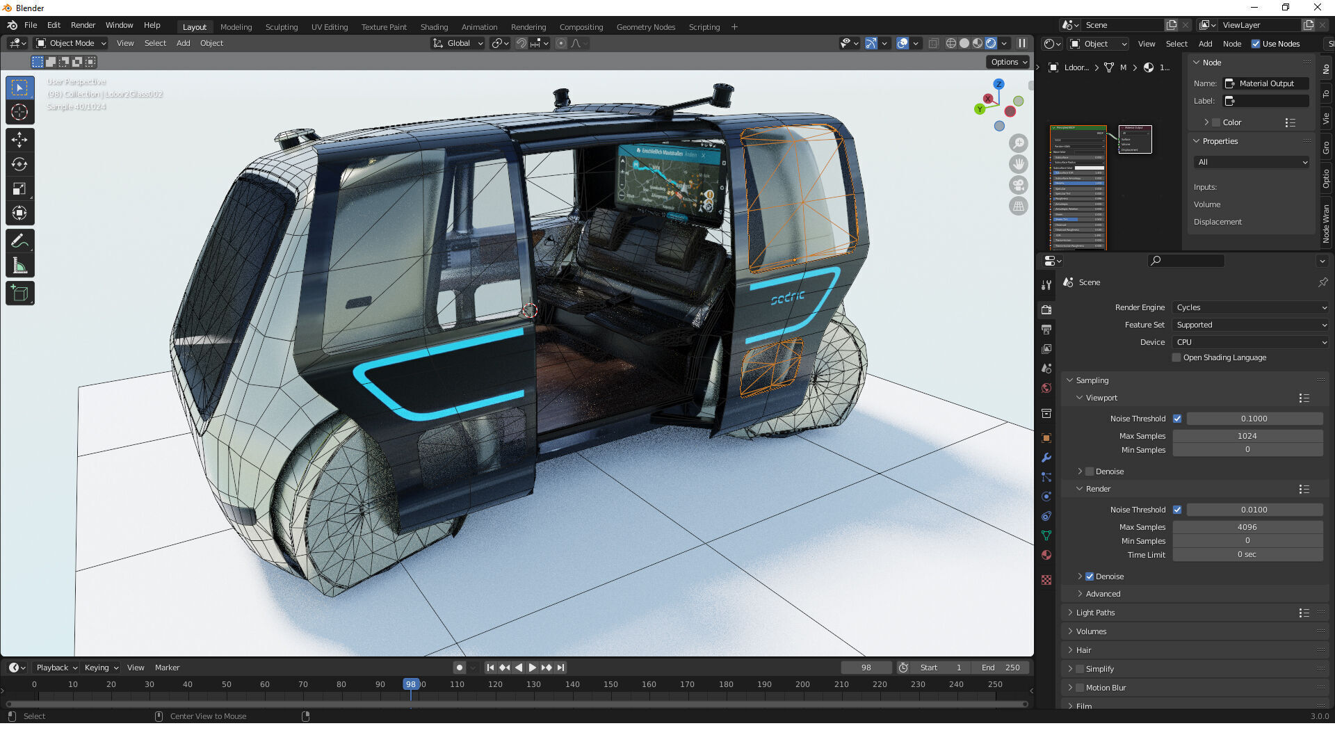 Volkswagen Sedric Driverless car concept Low-poly 3D model_15