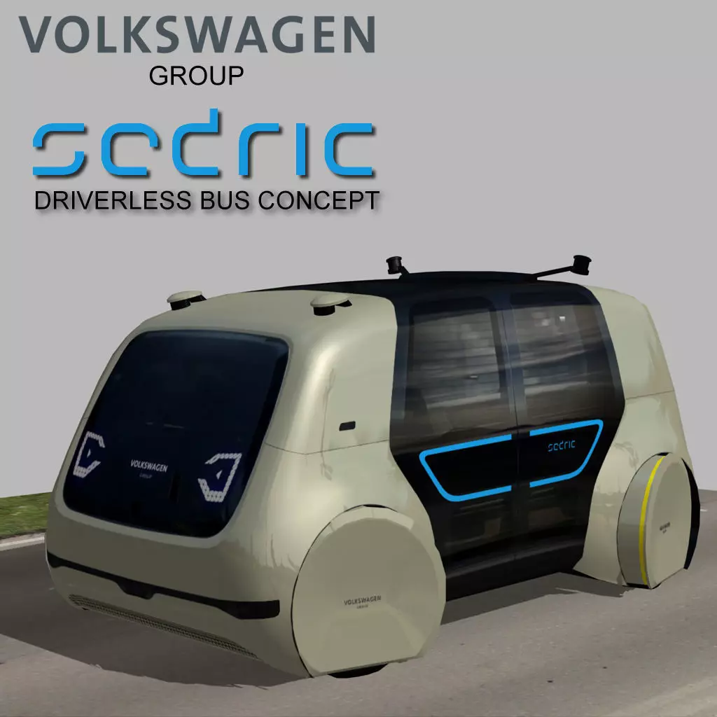 Volkswagen Sedric Driverless car concept Low-poly 3D model_0