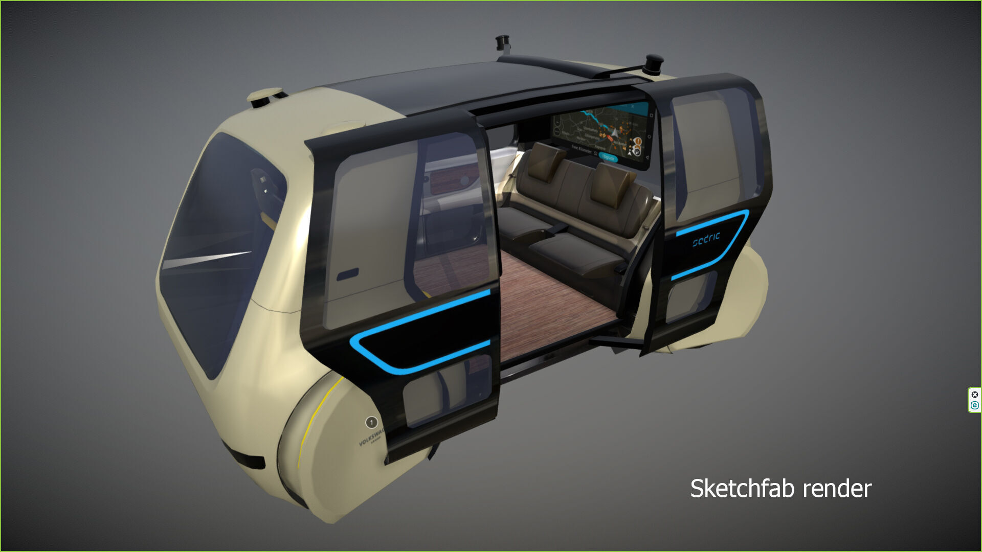 Volkswagen Sedric Driverless car concept Low-poly 3D model_1