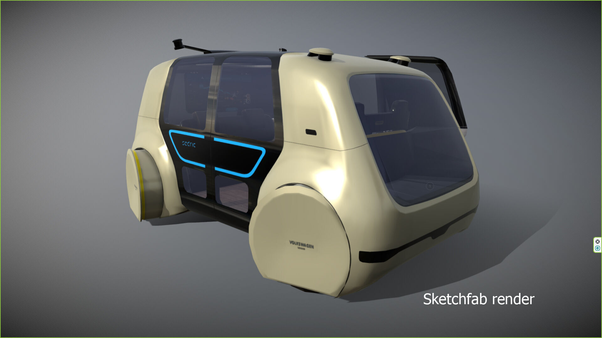 Volkswagen Sedric Driverless car concept Low-poly 3D model_4