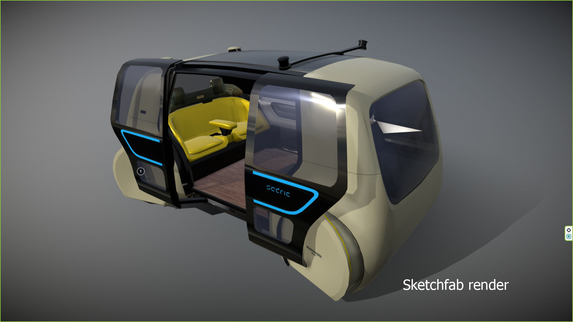 Volkswagen Sedric Driverless car concept Low-poly 3D model_2