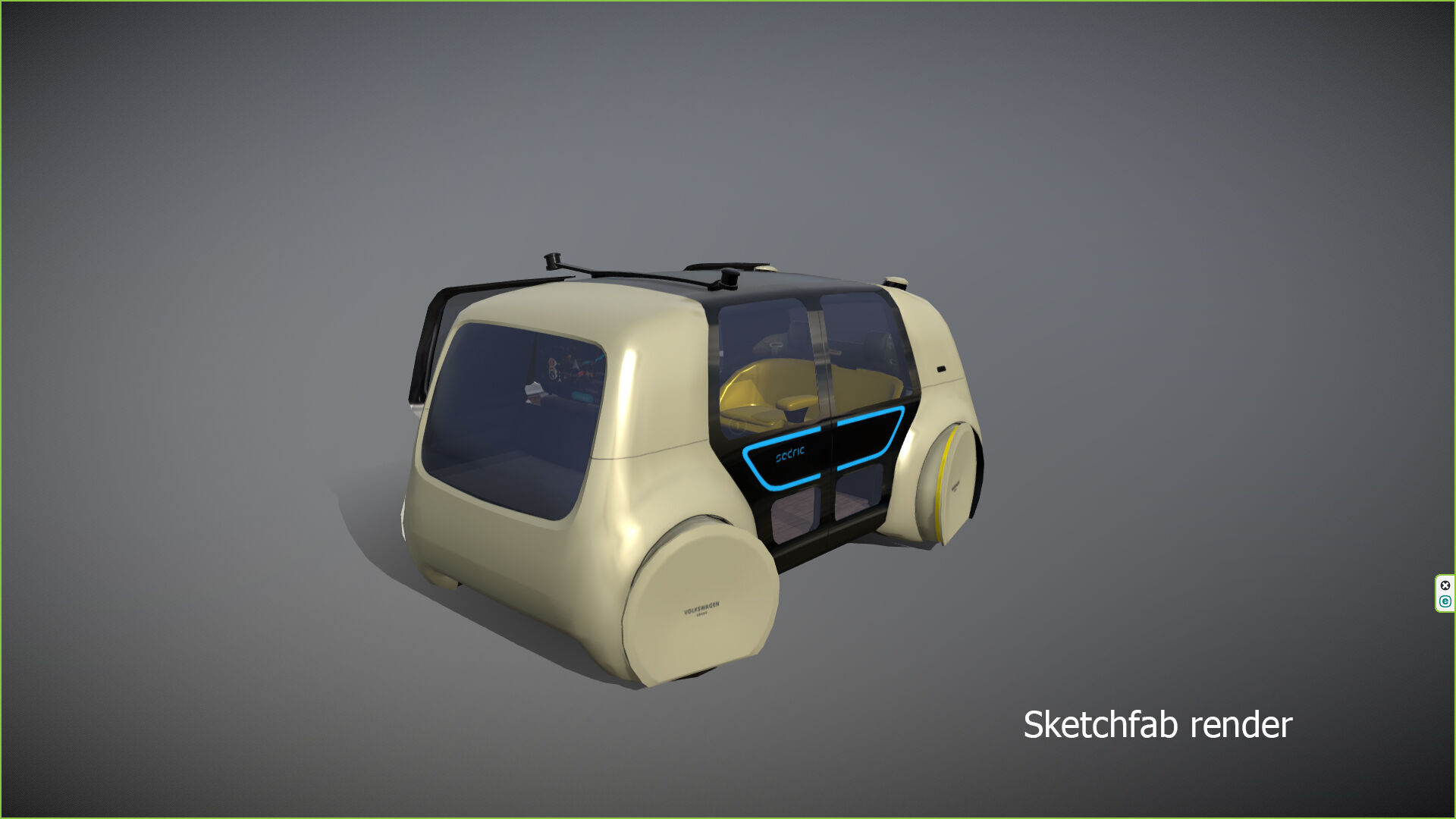 Volkswagen Sedric Driverless car concept Low-poly 3D model_5