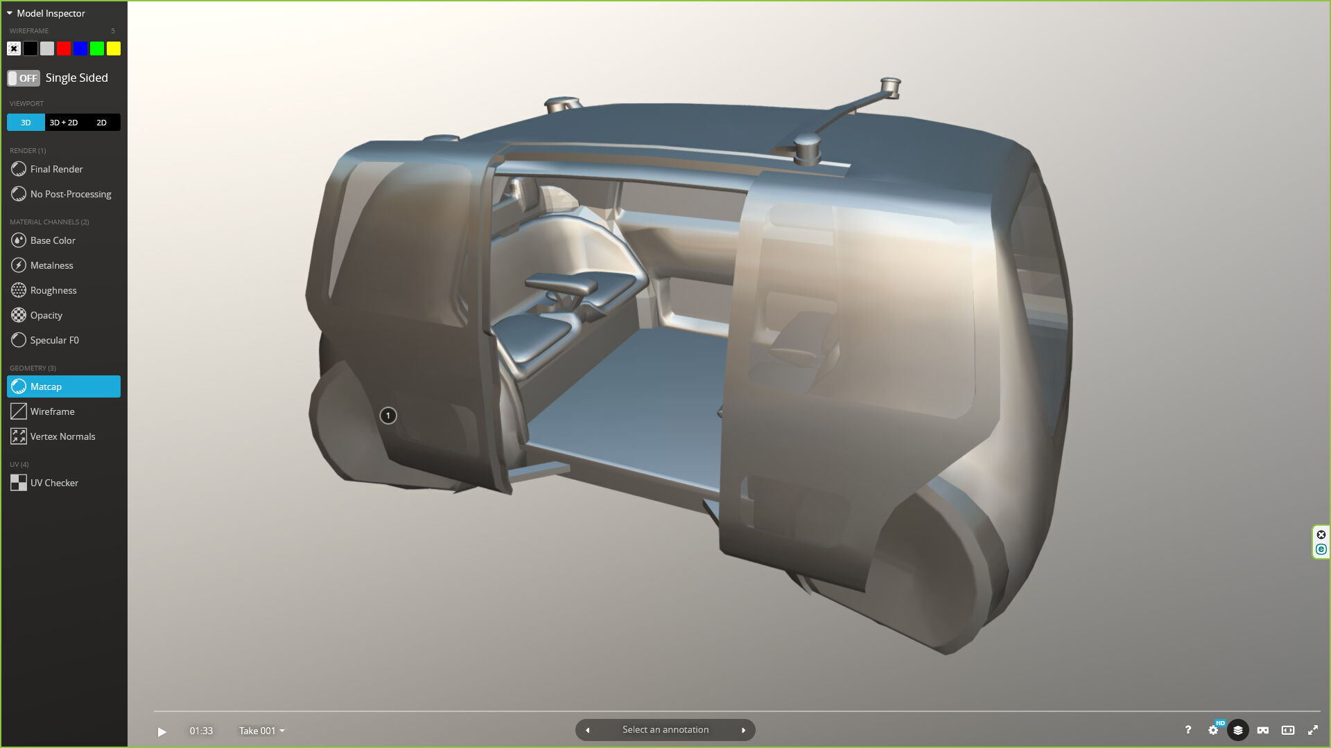 Volkswagen Sedric Driverless car concept Low-poly 3D model_6
