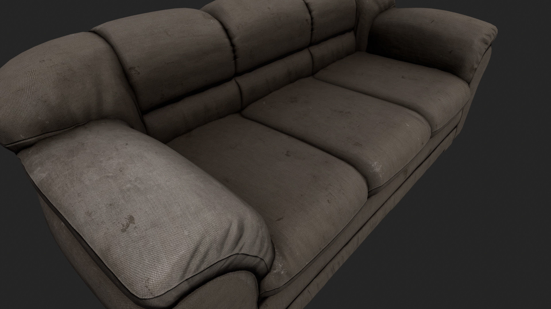 Armchair leather couch Low-poly 3D model_8