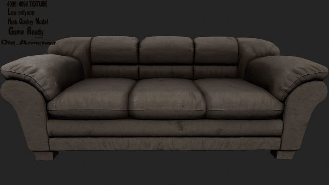 Armchair leather couch Low-poly 3D model
