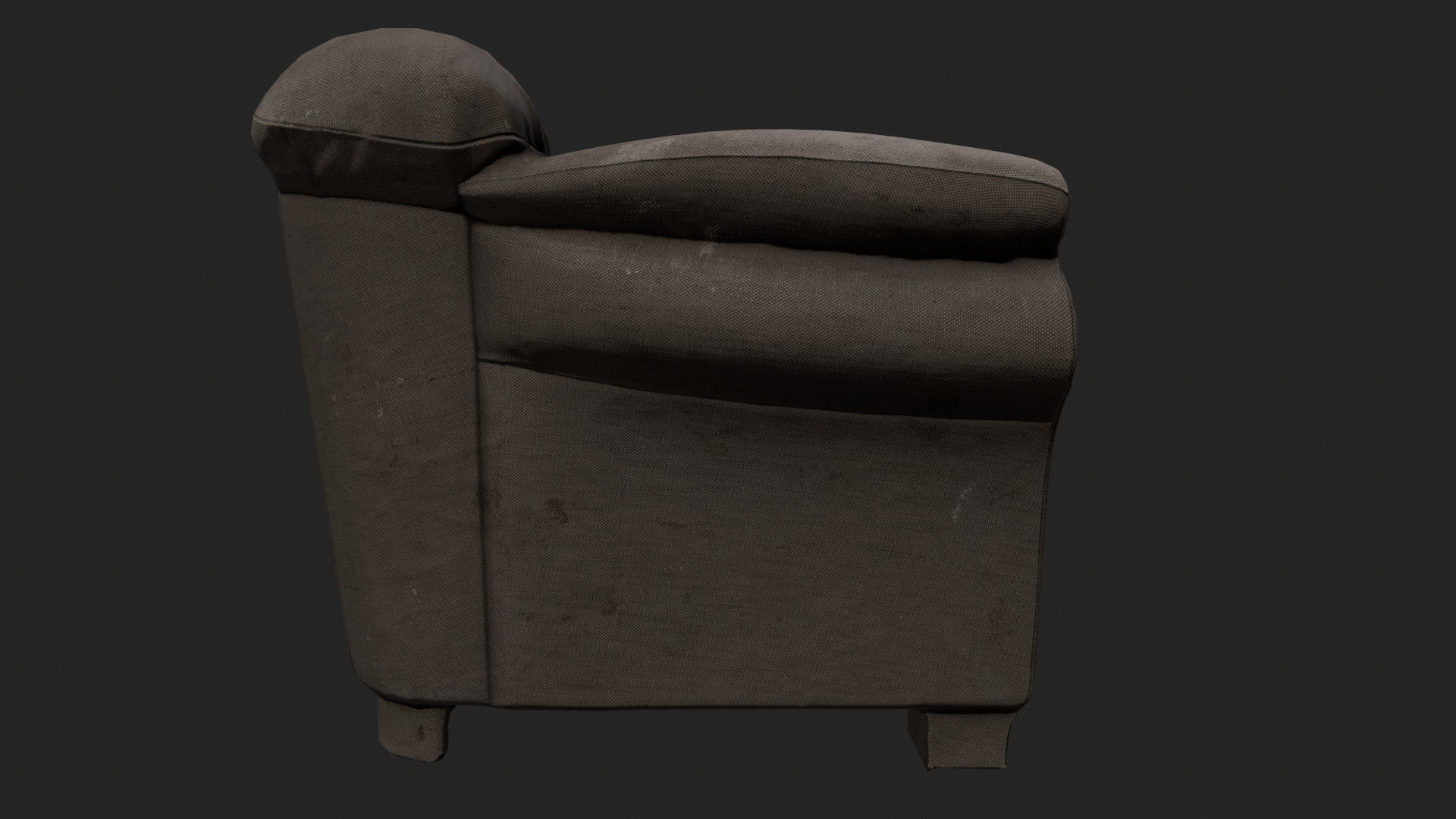 Armchair leather couch Low-poly 3D model_10