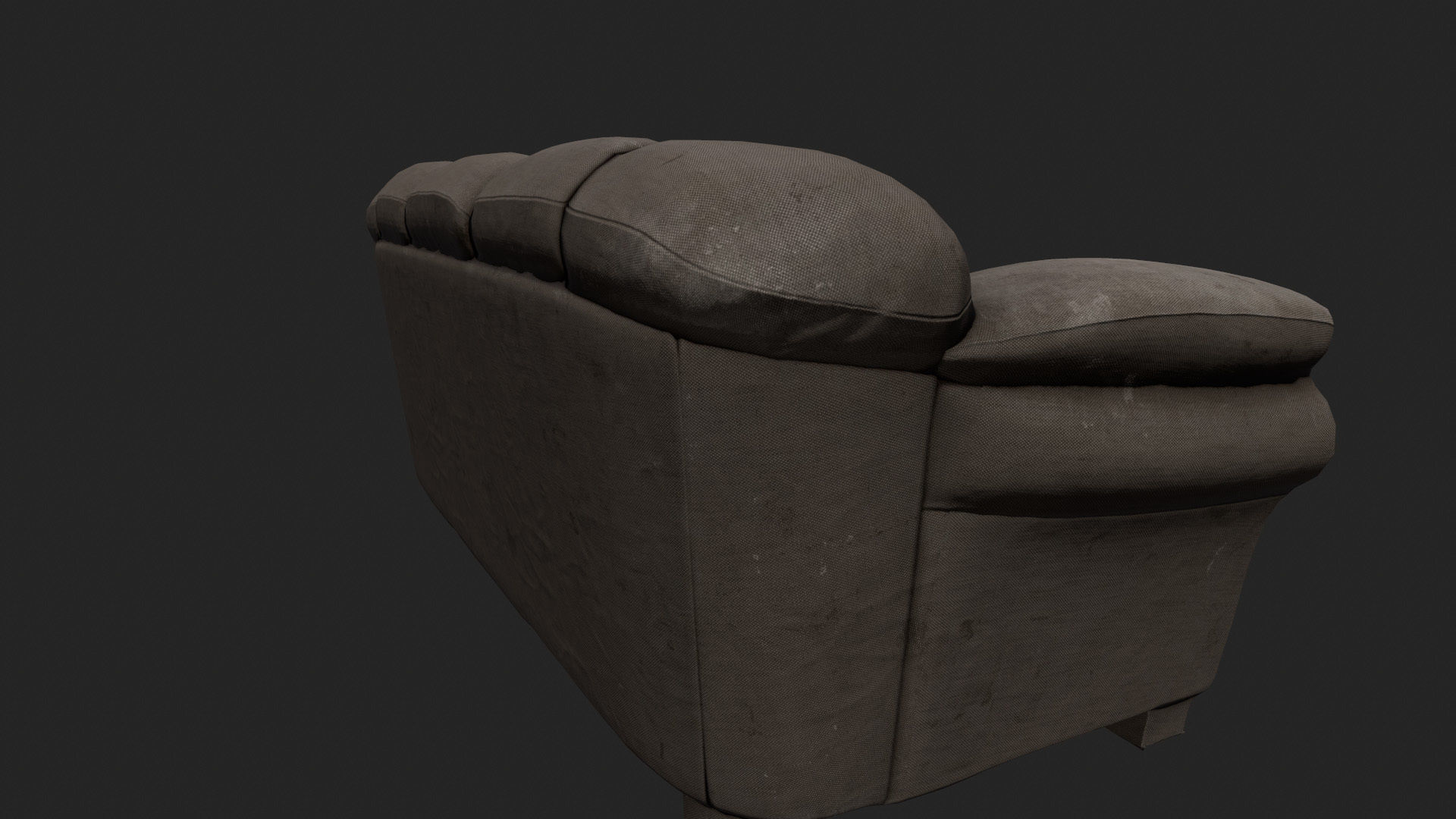 Armchair leather couch Low-poly 3D model_2