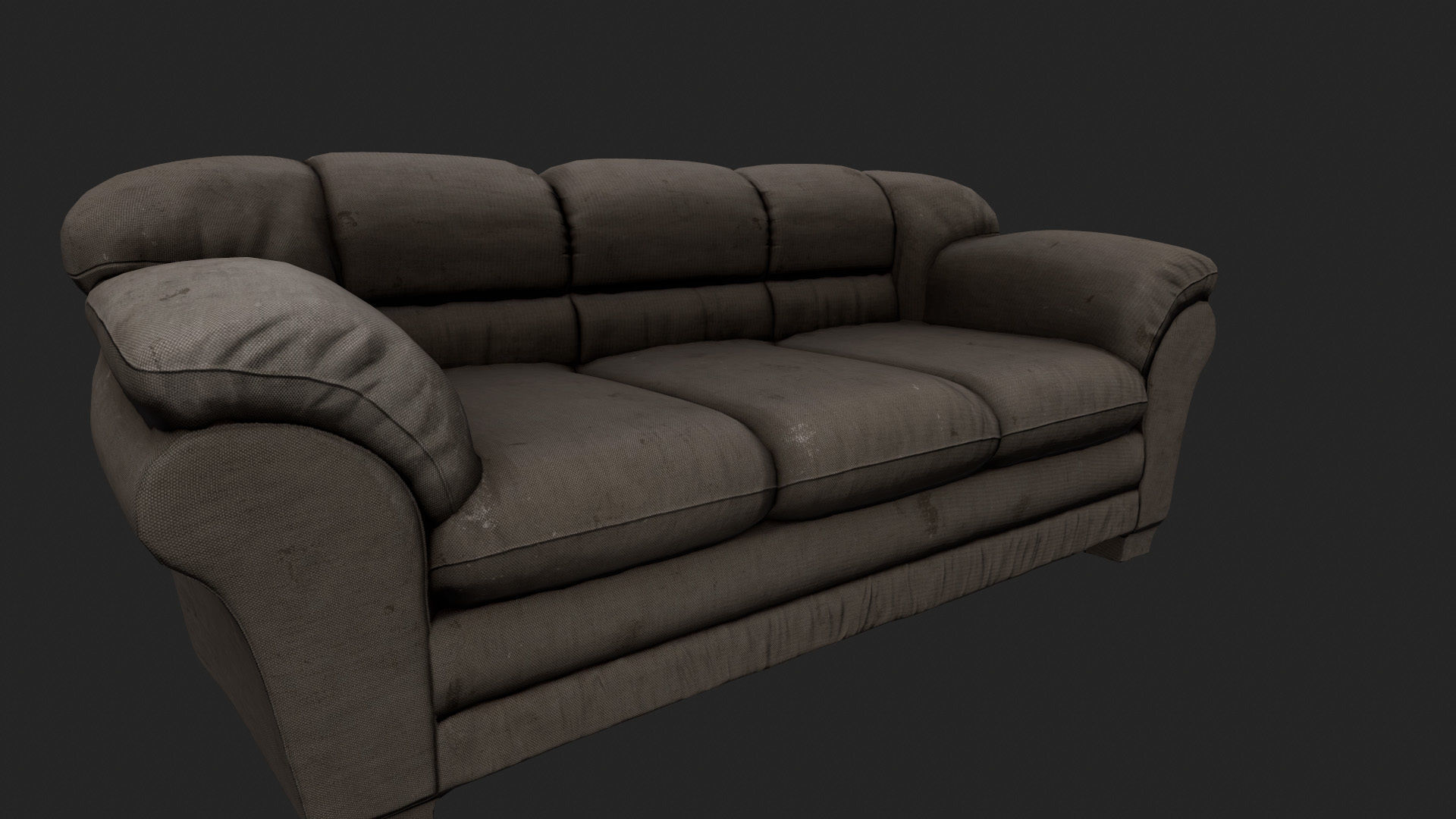Armchair leather couch Low-poly 3D model_1
