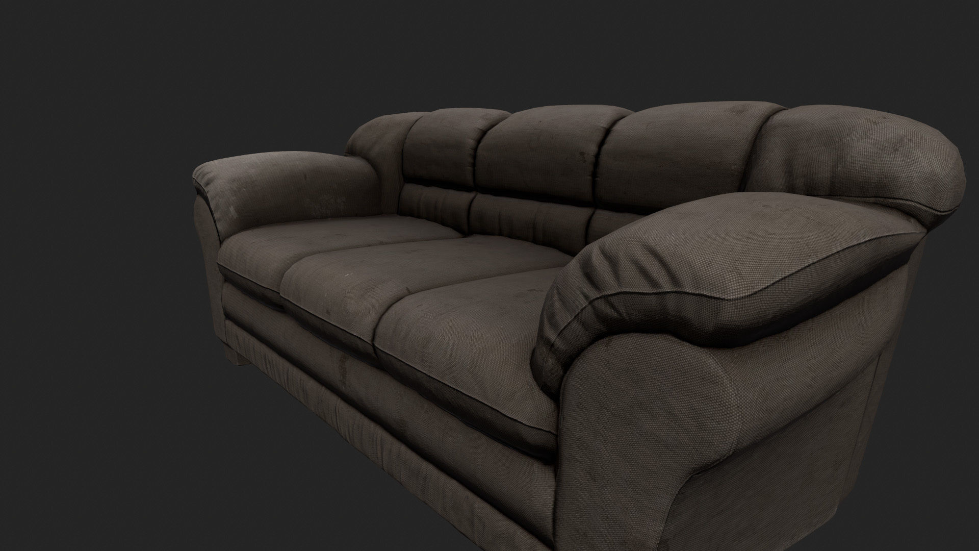 Armchair leather couch Low-poly 3D model_4
