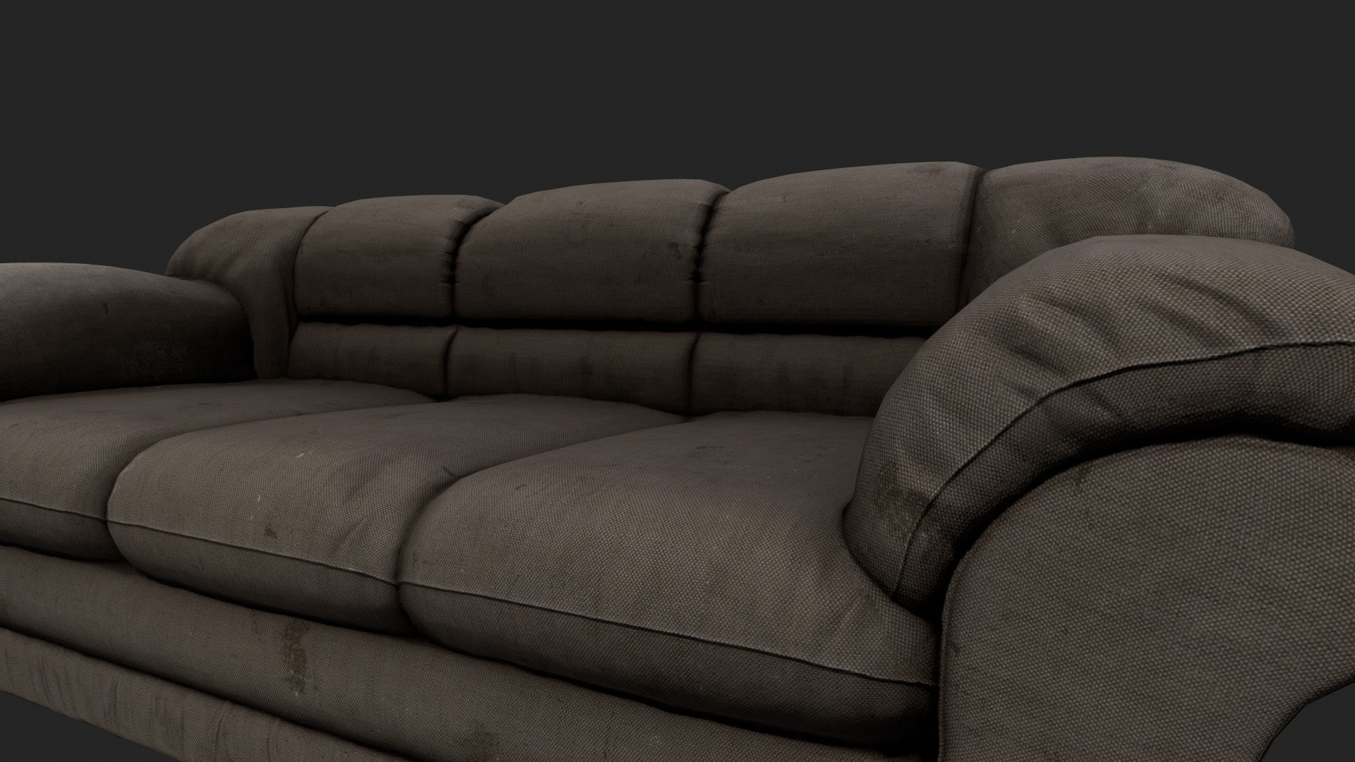 Armchair leather couch Low-poly 3D model_7