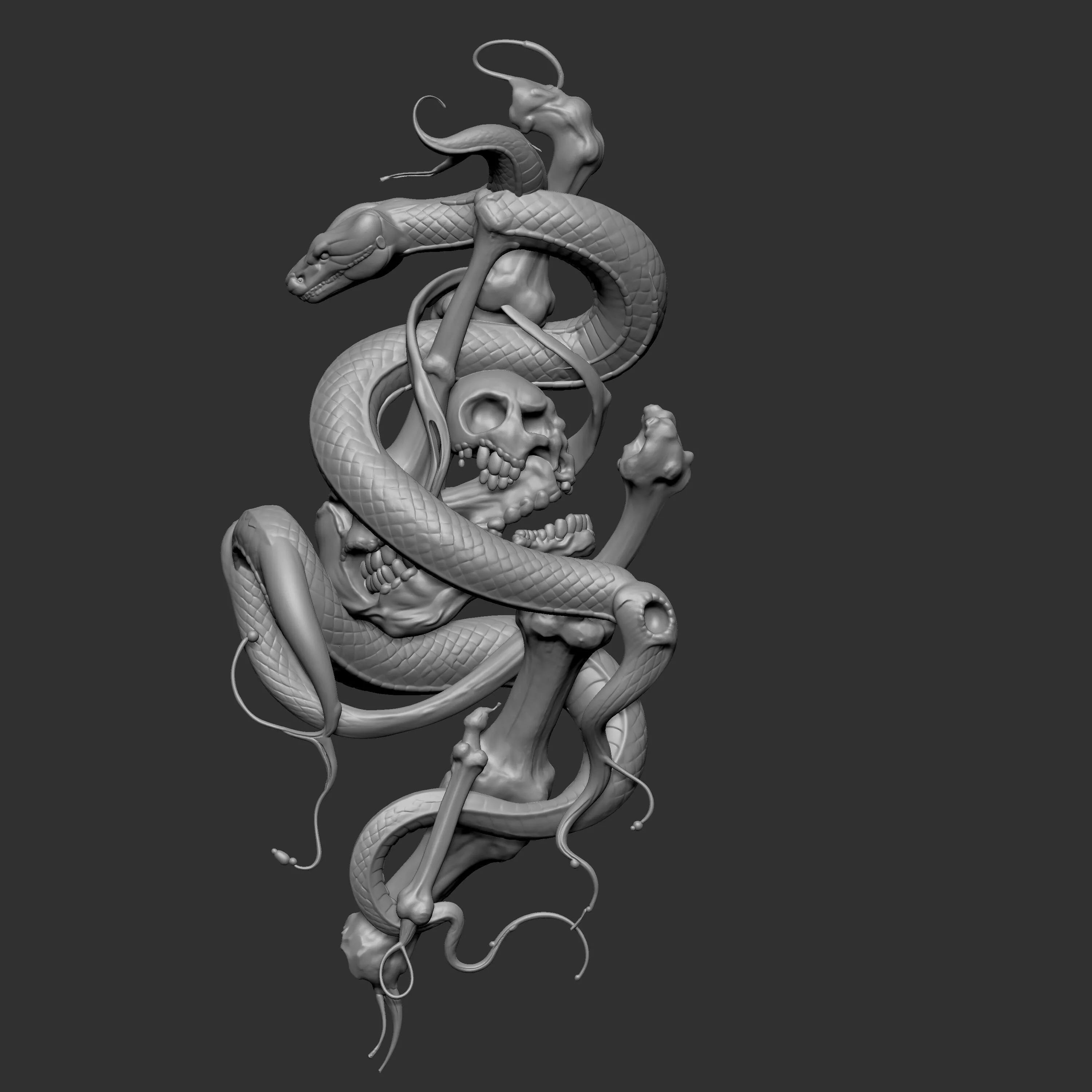 labeled Snake Skull Dagger 3D print model