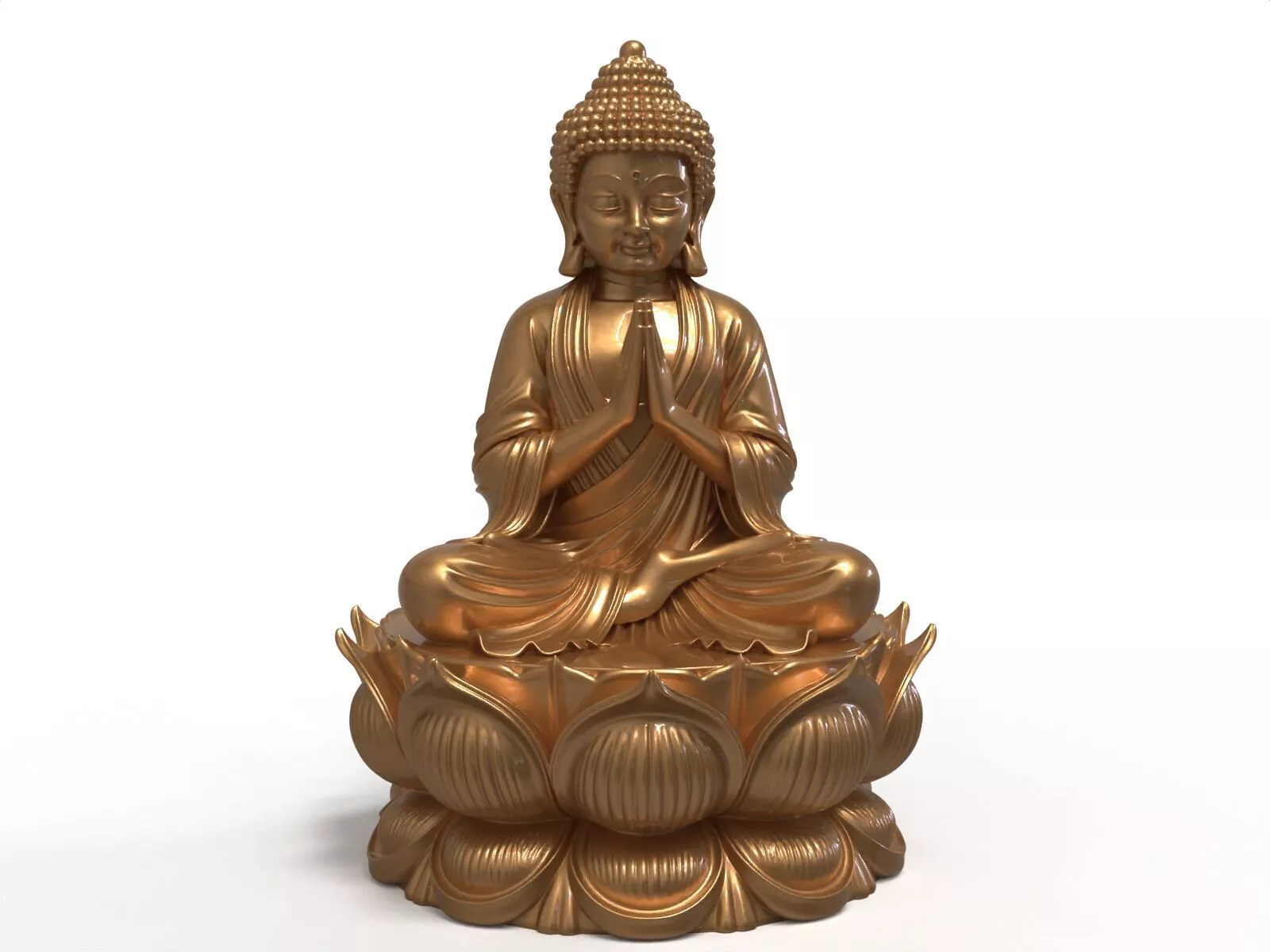 Seated Buddha Statue on Lotus Throne 3D print model