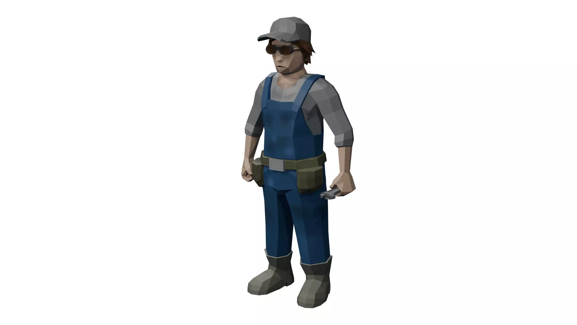 Low-Poly Worker Character Free low-poly 3D model