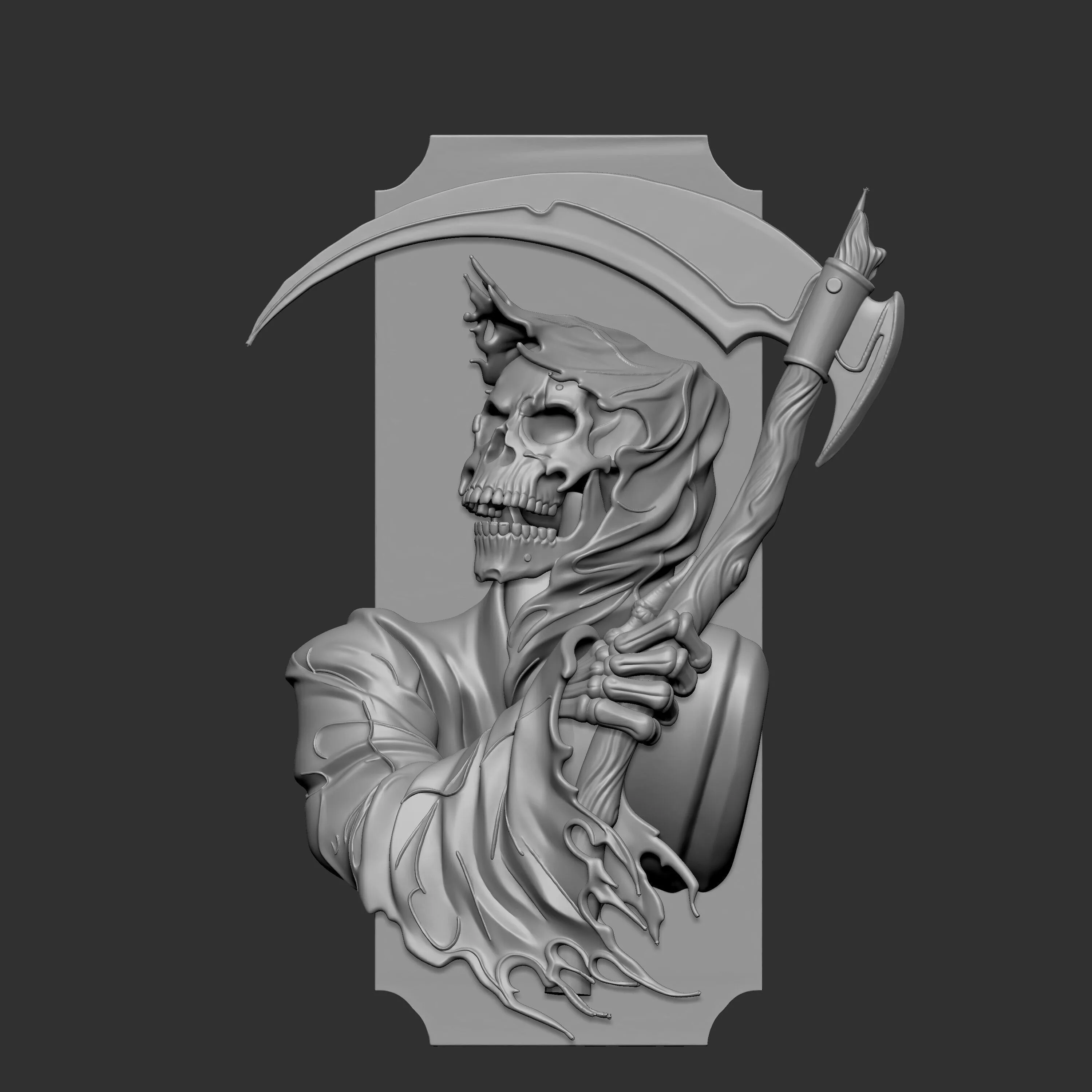 Grim Reaper holding a scythe 3D print model