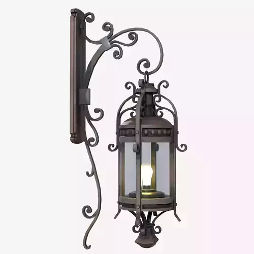 Light wrought iron wall lantern 3D model