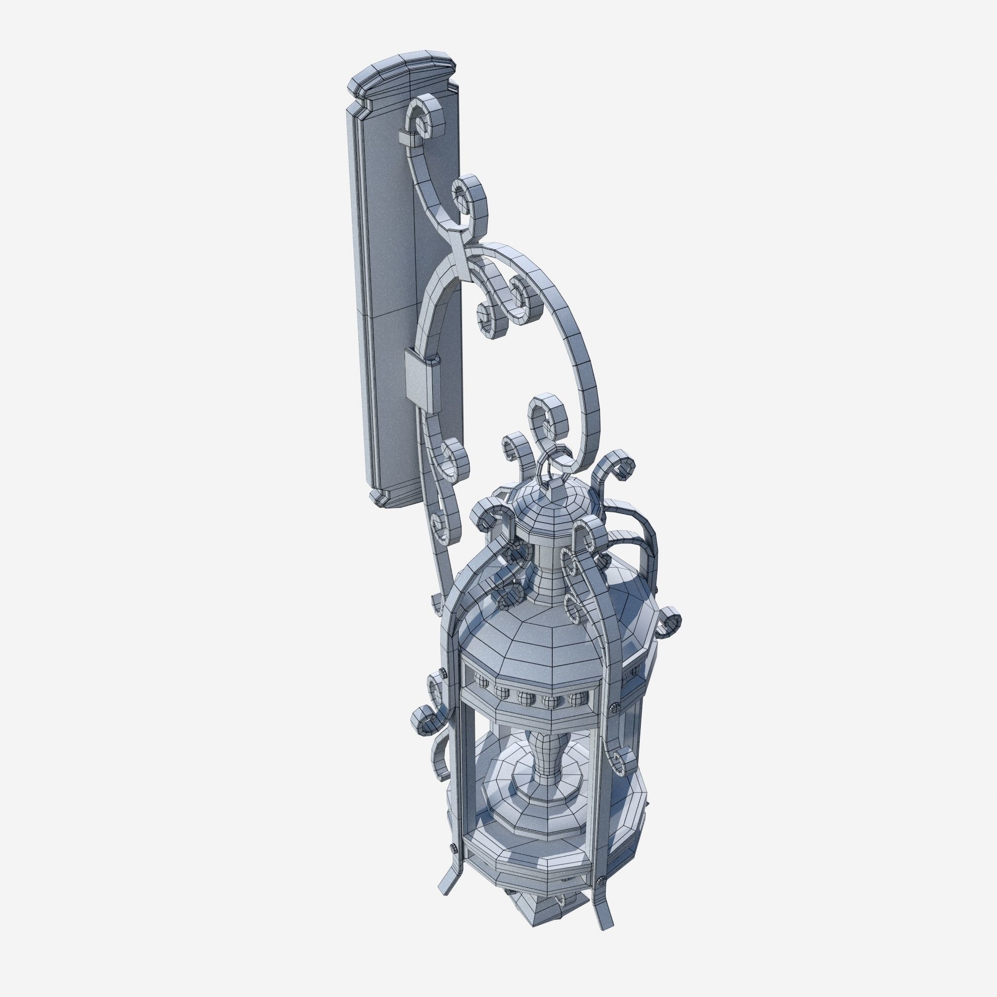 Light wrought iron wall lantern 3D model_7