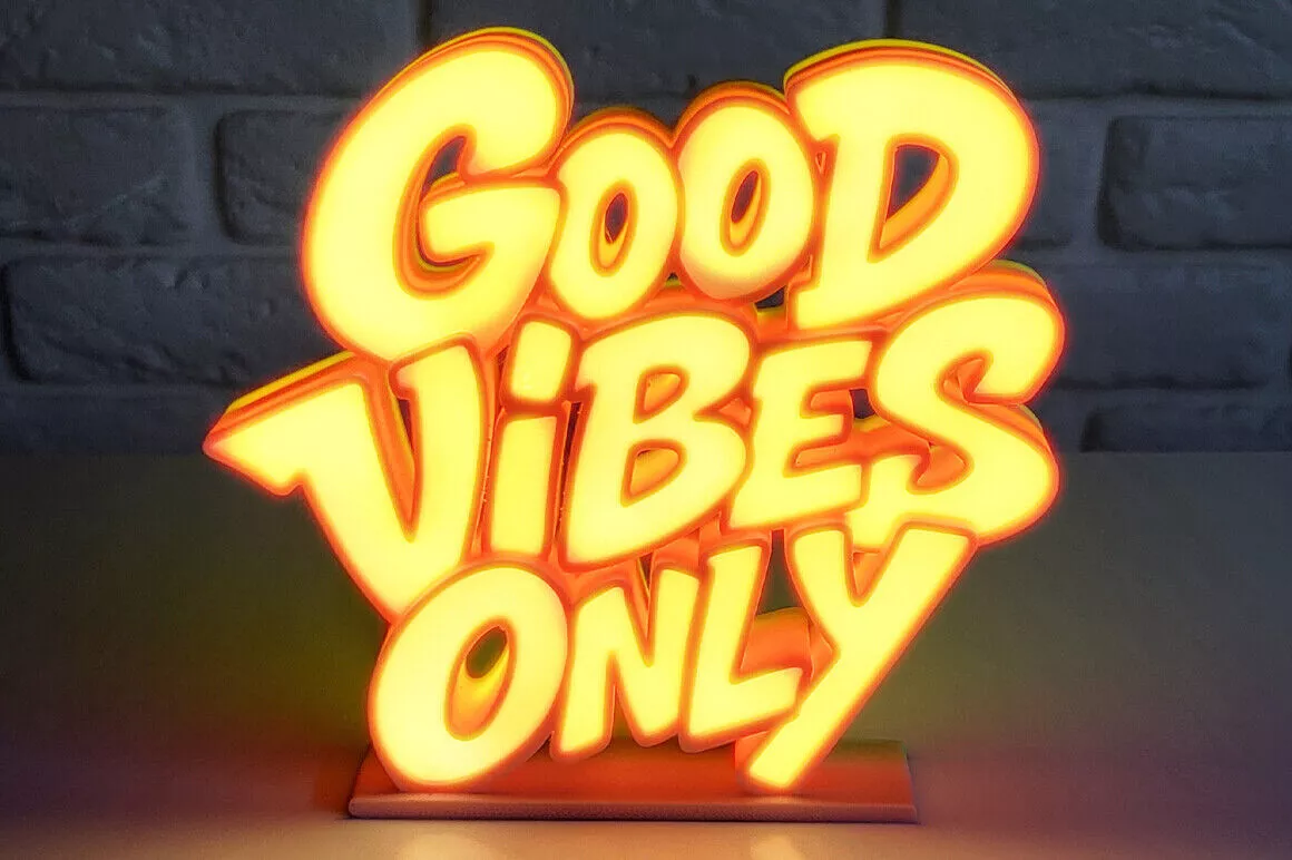 Good Vibes Only LED Light Sign Decorative Desk Lamp 3D print model