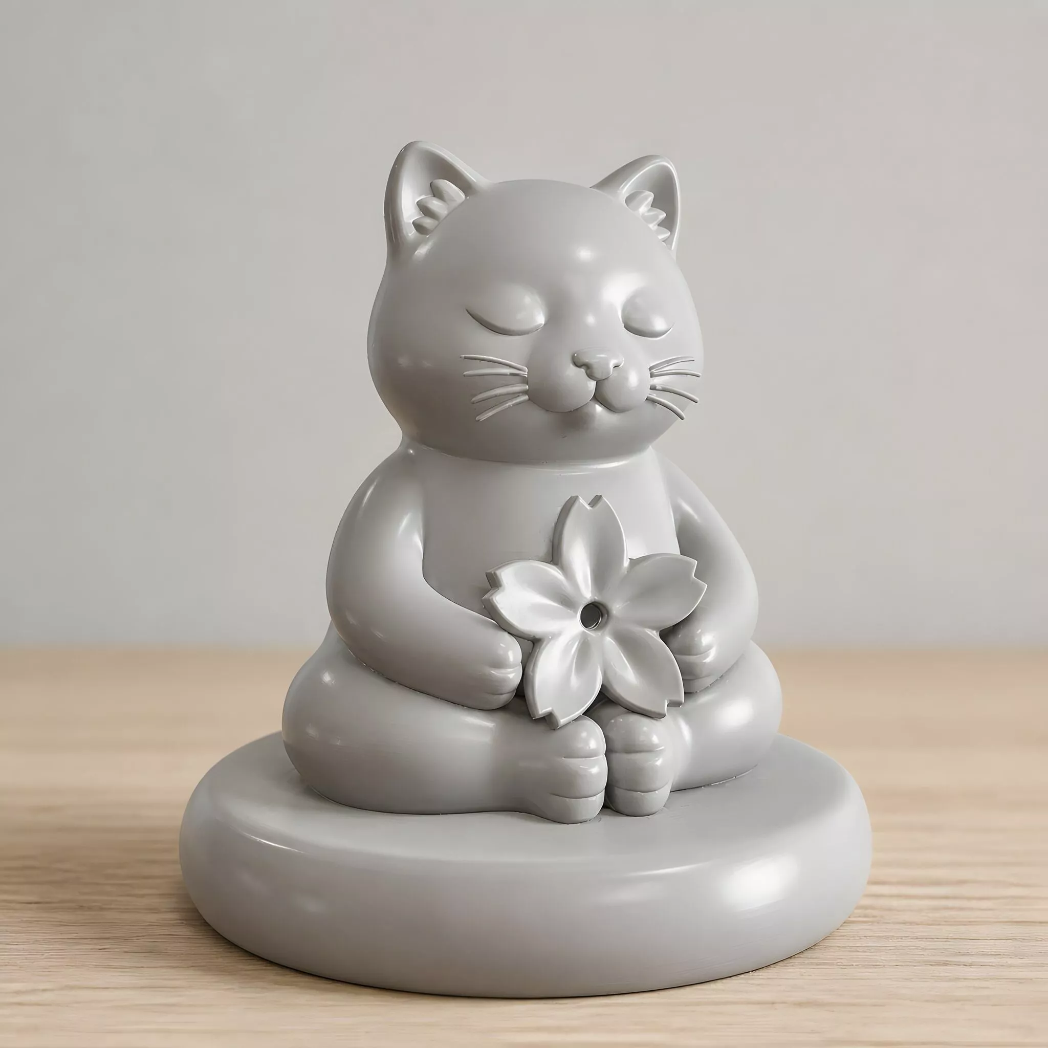 Meditating Cat Incense Holder Sculpture 3D Printable Model 3D print model