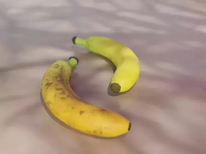 Realistic Banana 3D Model - 2 PBR Skin Variations