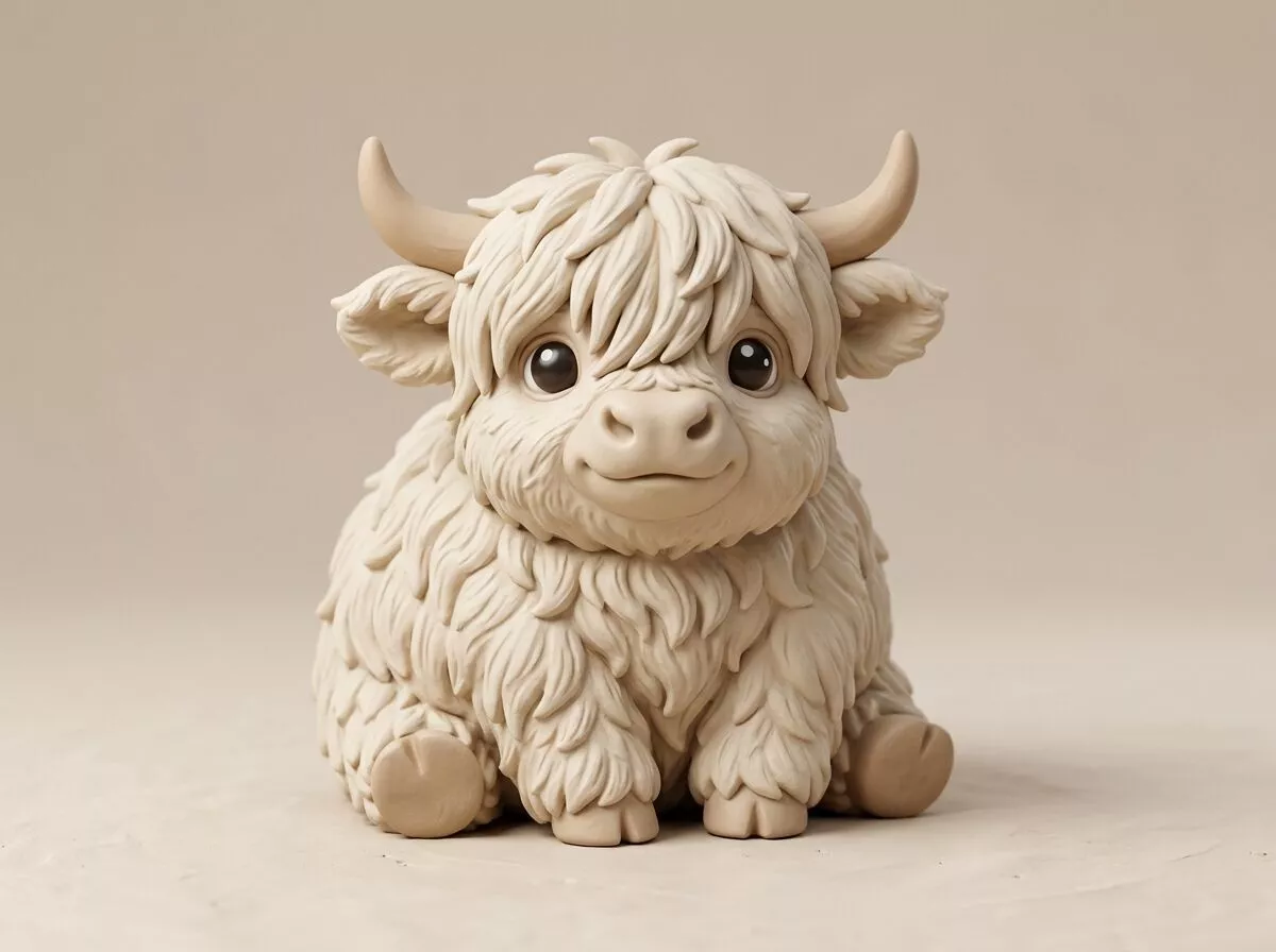 Cute Baby Highland Cow Chonk Figurine 3D STL 3D print model