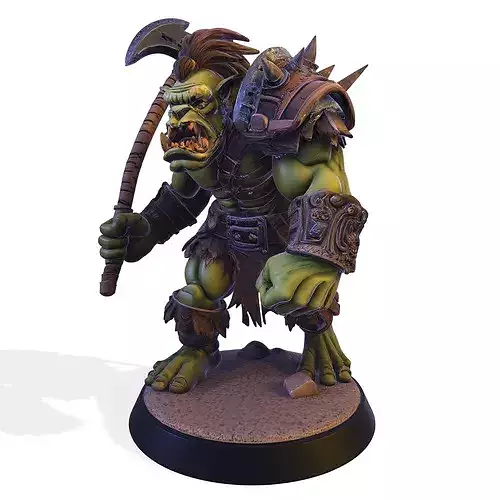 Orc PBR Berserker Savage Warrior 3D Statue STL