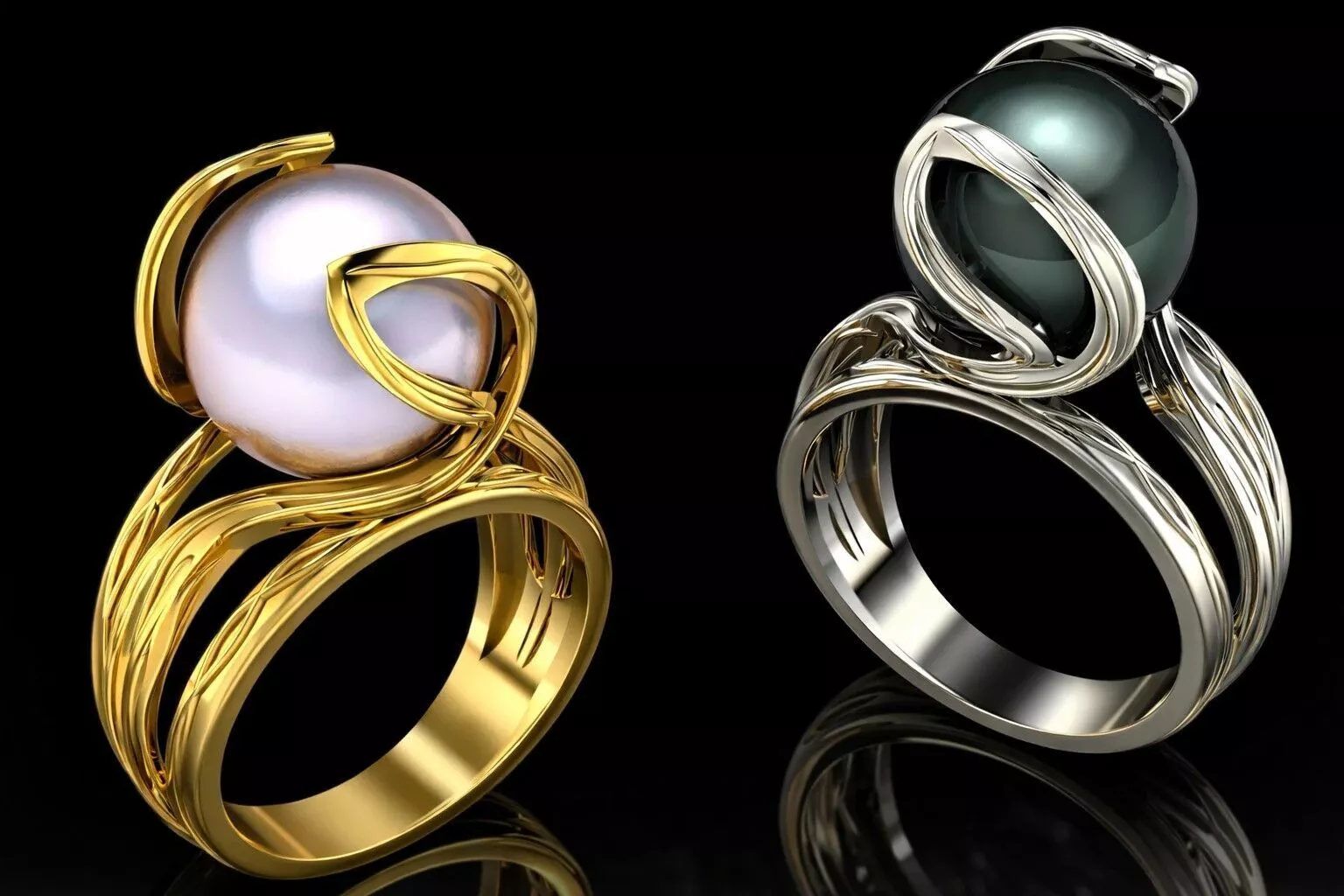 Pearl Gemstone Ring Luxury Gold 3D print model