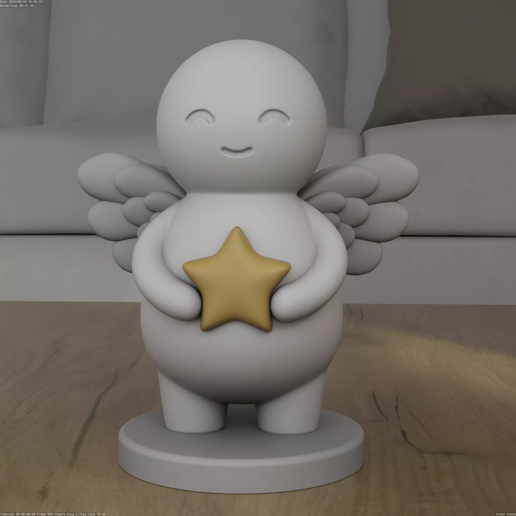 Cute Little Angel with Star STL 3D Print Model 3D print model
