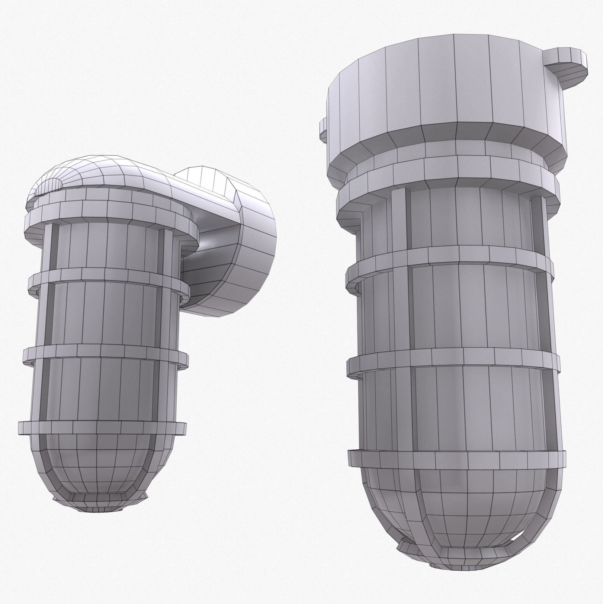 Industrial Cage Light Collection Game Ready PBR Textures Low-poly 3D model_13