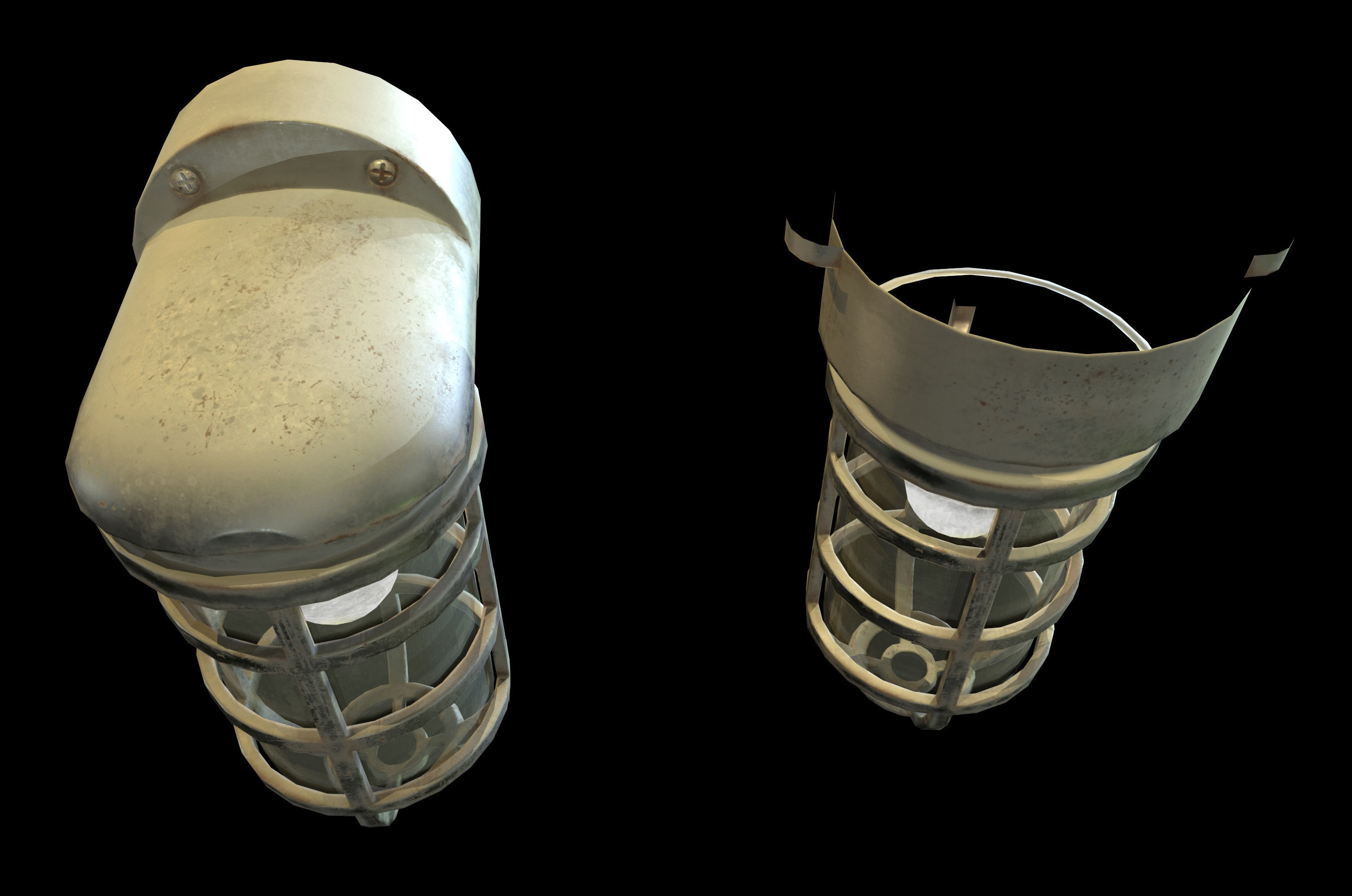 Industrial Cage Light Collection Game Ready PBR Textures Low-poly 3D model_3