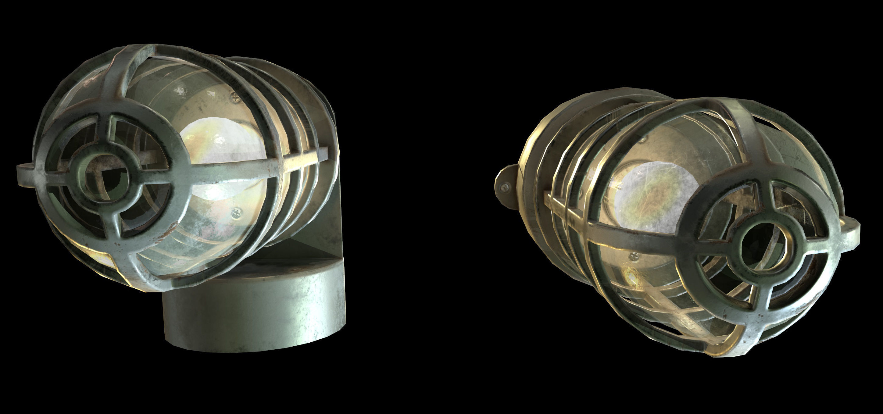 Industrial Cage Light Collection Game Ready PBR Textures Low-poly 3D model_8