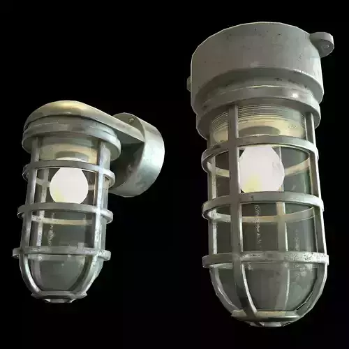 Industrial Cage Light Collection Game Ready PBR Textures Low-poly 3D model