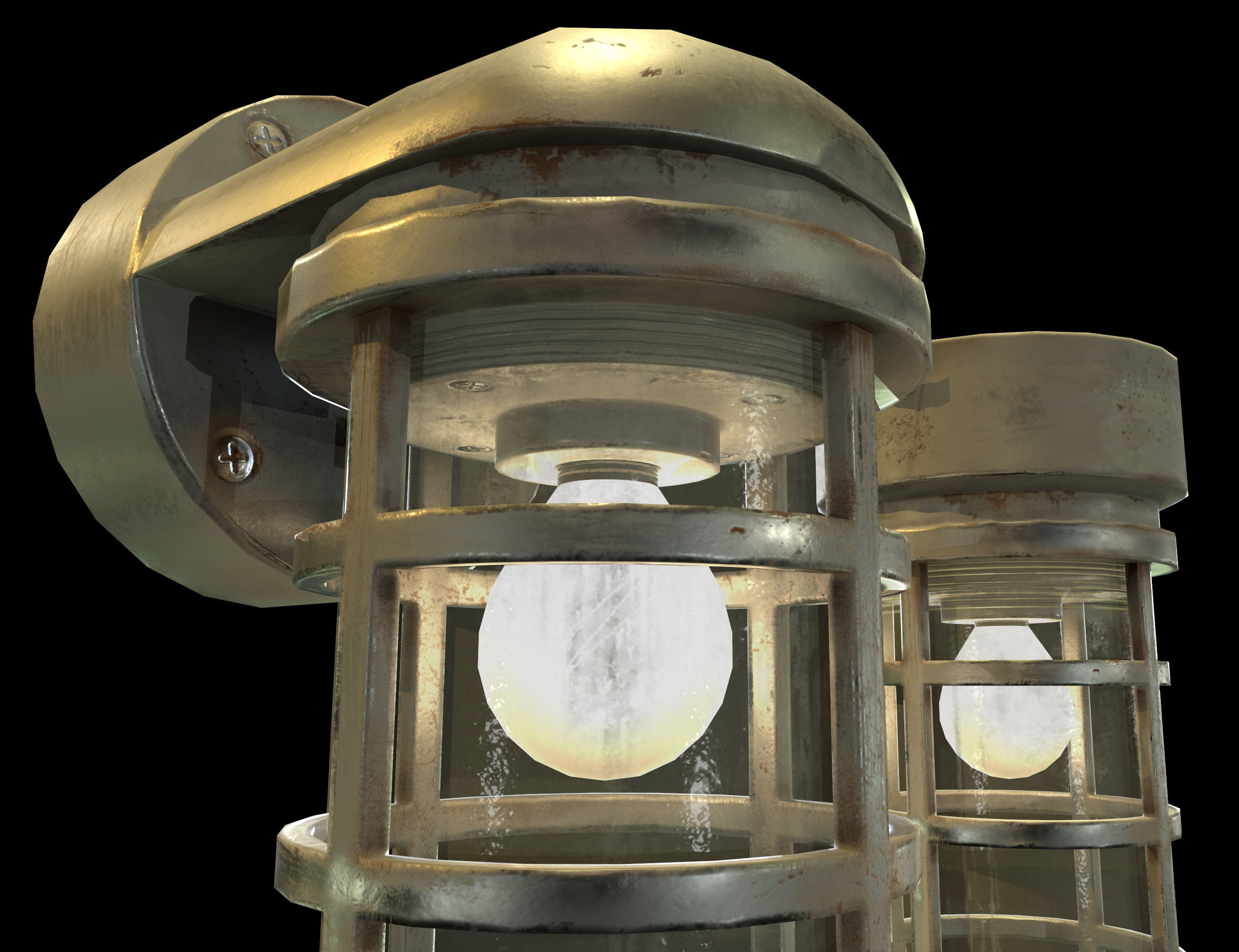 Industrial Cage Light Collection Game Ready PBR Textures Low-poly 3D model_7