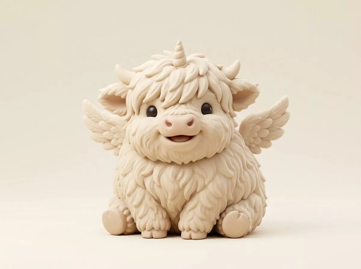 Cute Baby Highland Cow Pegasus Unicorn Hybrid 3D STL 3D print model