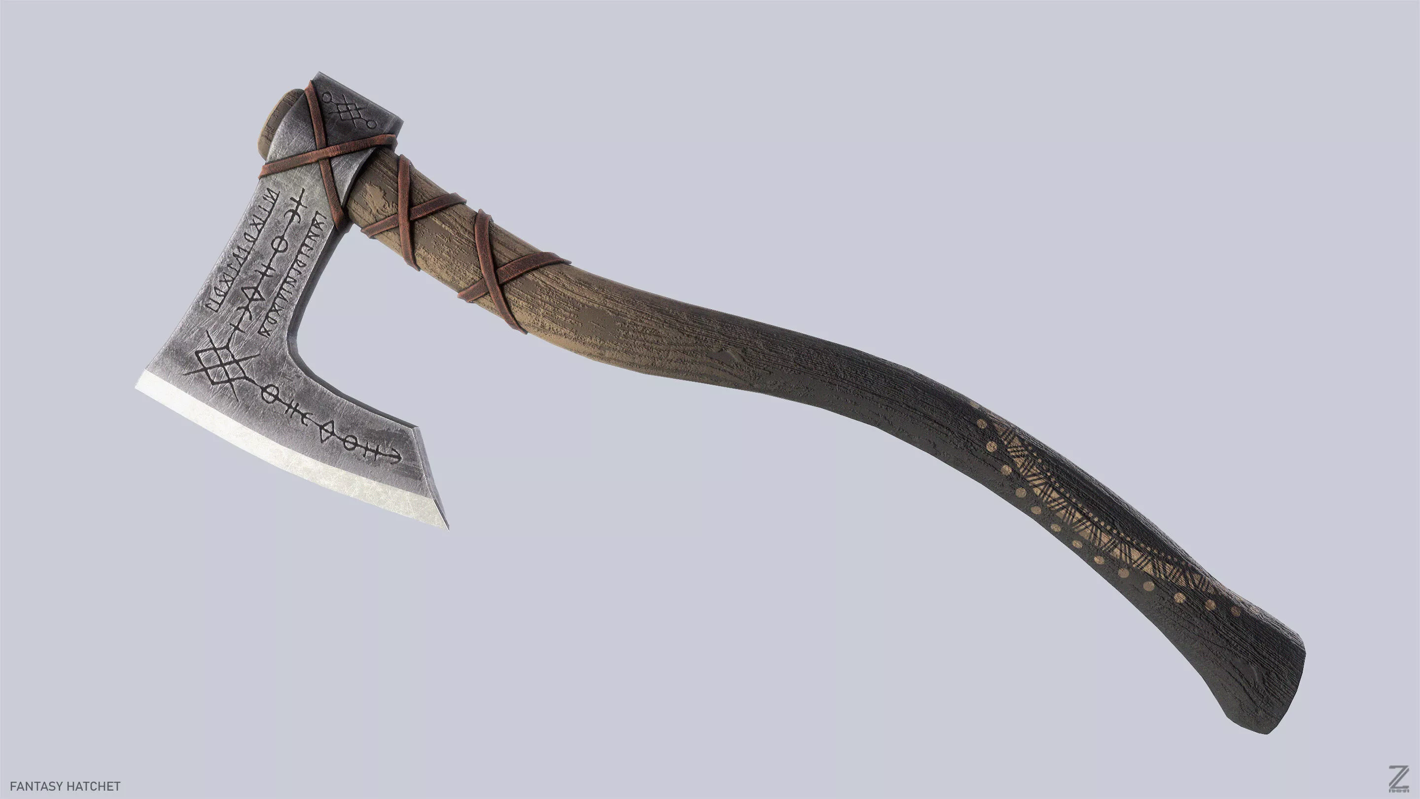 Fantasy hatchet Low-poly 3D model