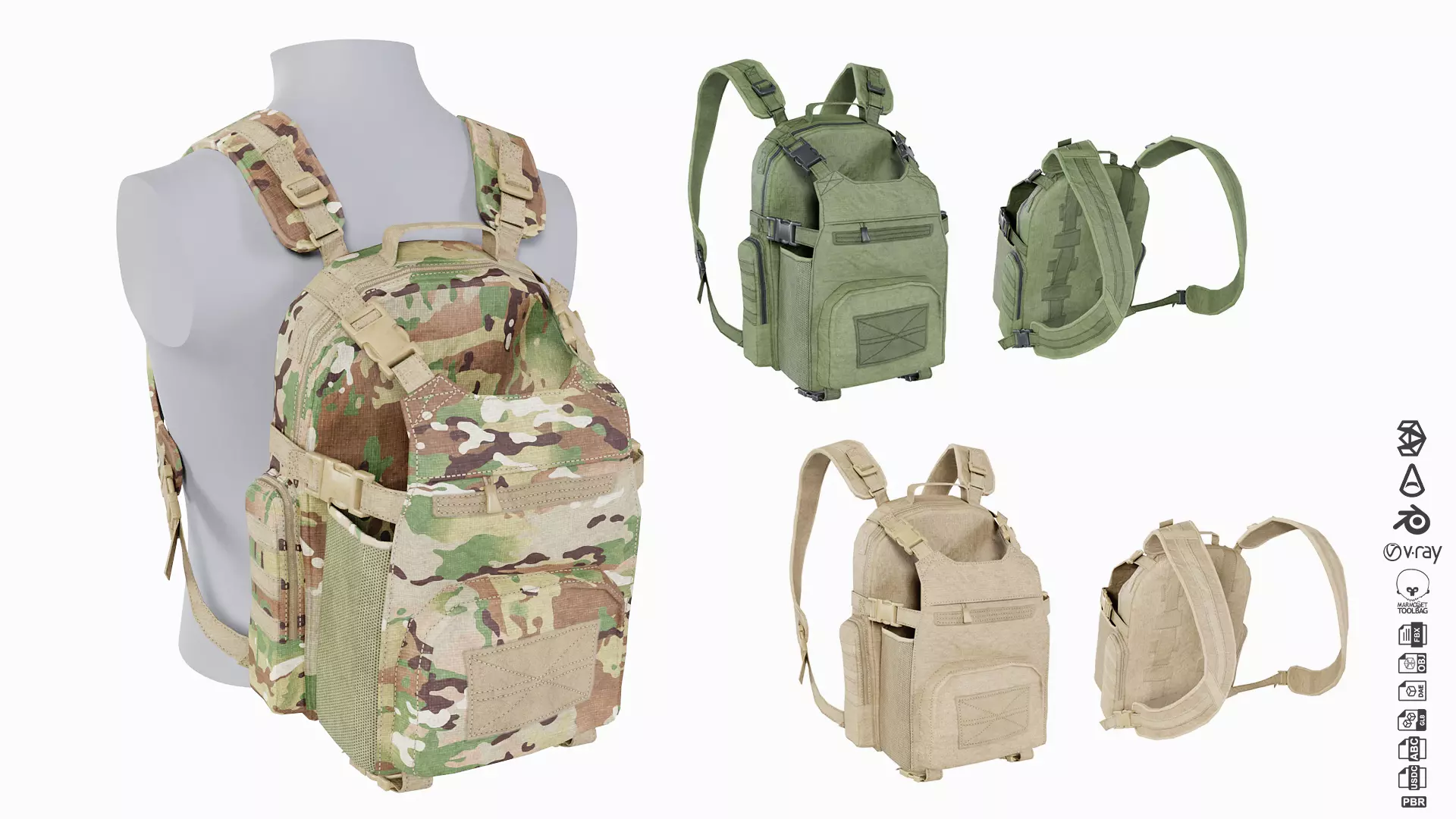 RCR - Radio Carrier Rucksack Low-poly 3D model