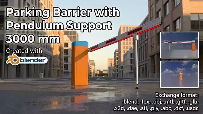 Parkhouse Barrier with Pendulum Support 3000mm Animated