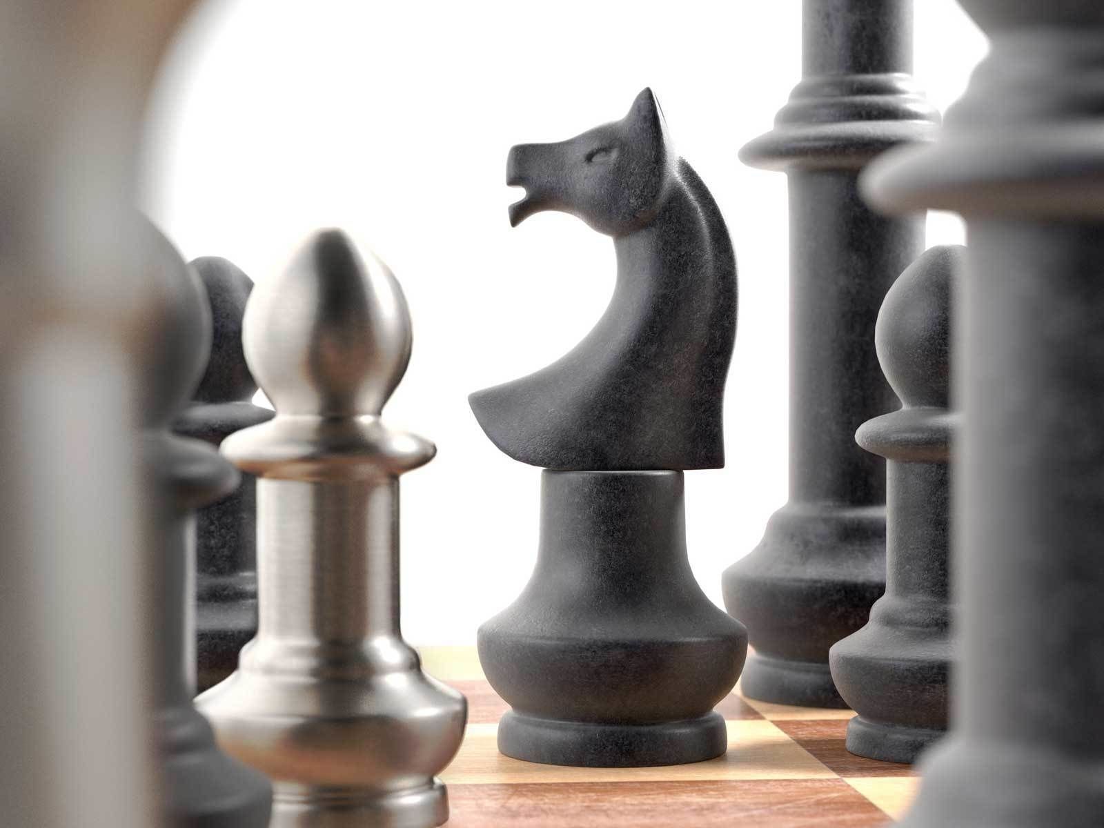 Giant Vintage Aluminum Chess 3D model_1