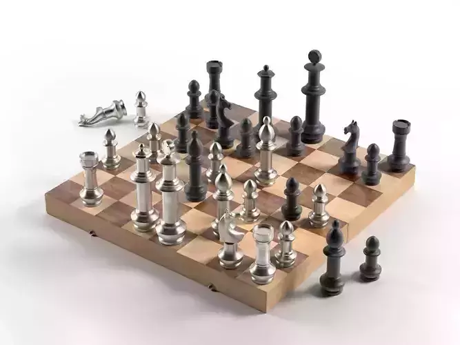 Giant Vintage Aluminum Chess 3D model