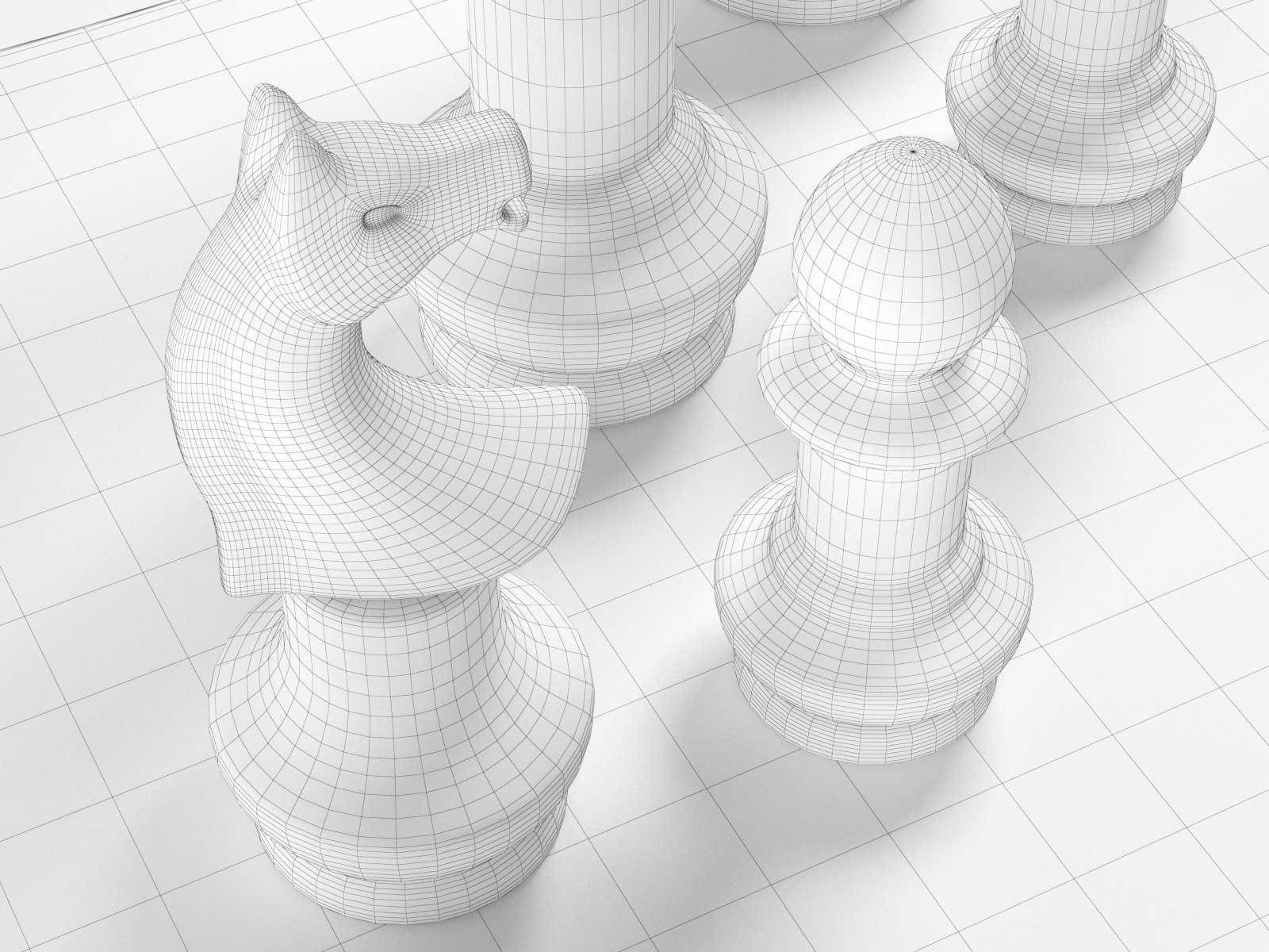 Giant Vintage Aluminum Chess 3D model_2