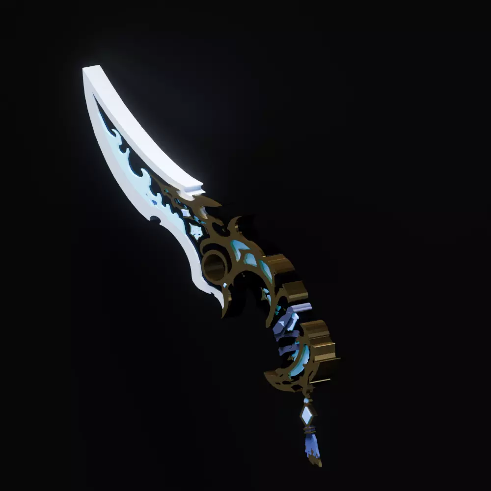 Frostveil Crescent Dagger Low-poly 3D model