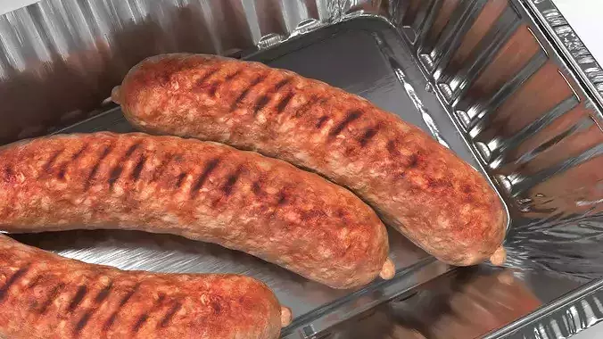 Grilled Sausages in Foil Tray 3D model 5