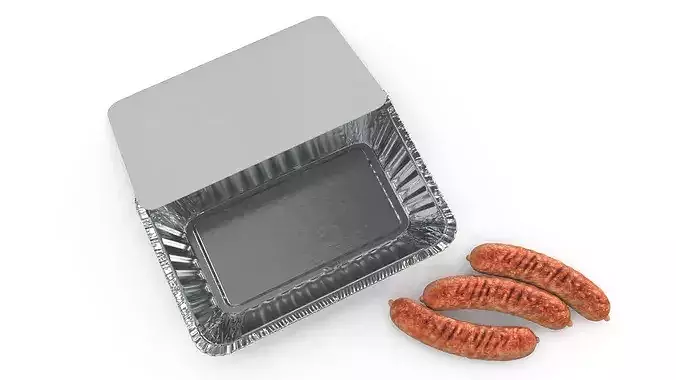 Grilled Sausages in Foil Tray 3D model 6