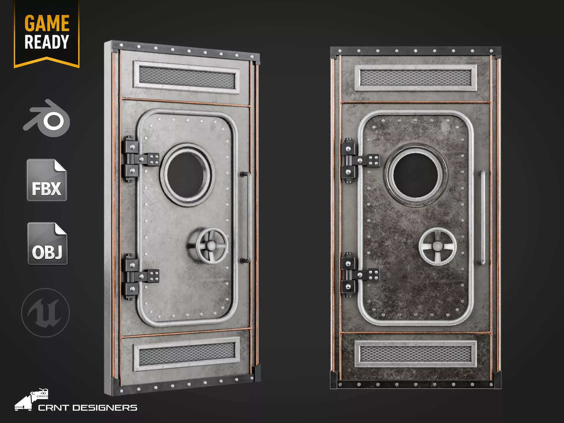 Industrial Door - Bulkhead Door - UE4 And UE5 Optimized Low-poly 3D model