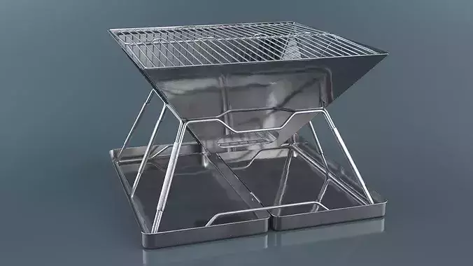 Portable Stainless Steel BBQ Grill 3D model 3