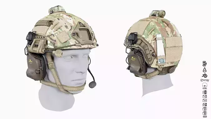 3D model Gentex CVC - Combat Vehicle Crewman Helmet VR / AR / low