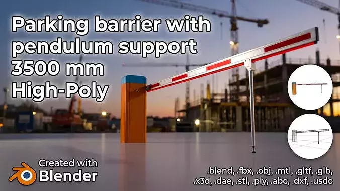 Parkhouse Barrier with Pendulum Support 3500mm  Animated