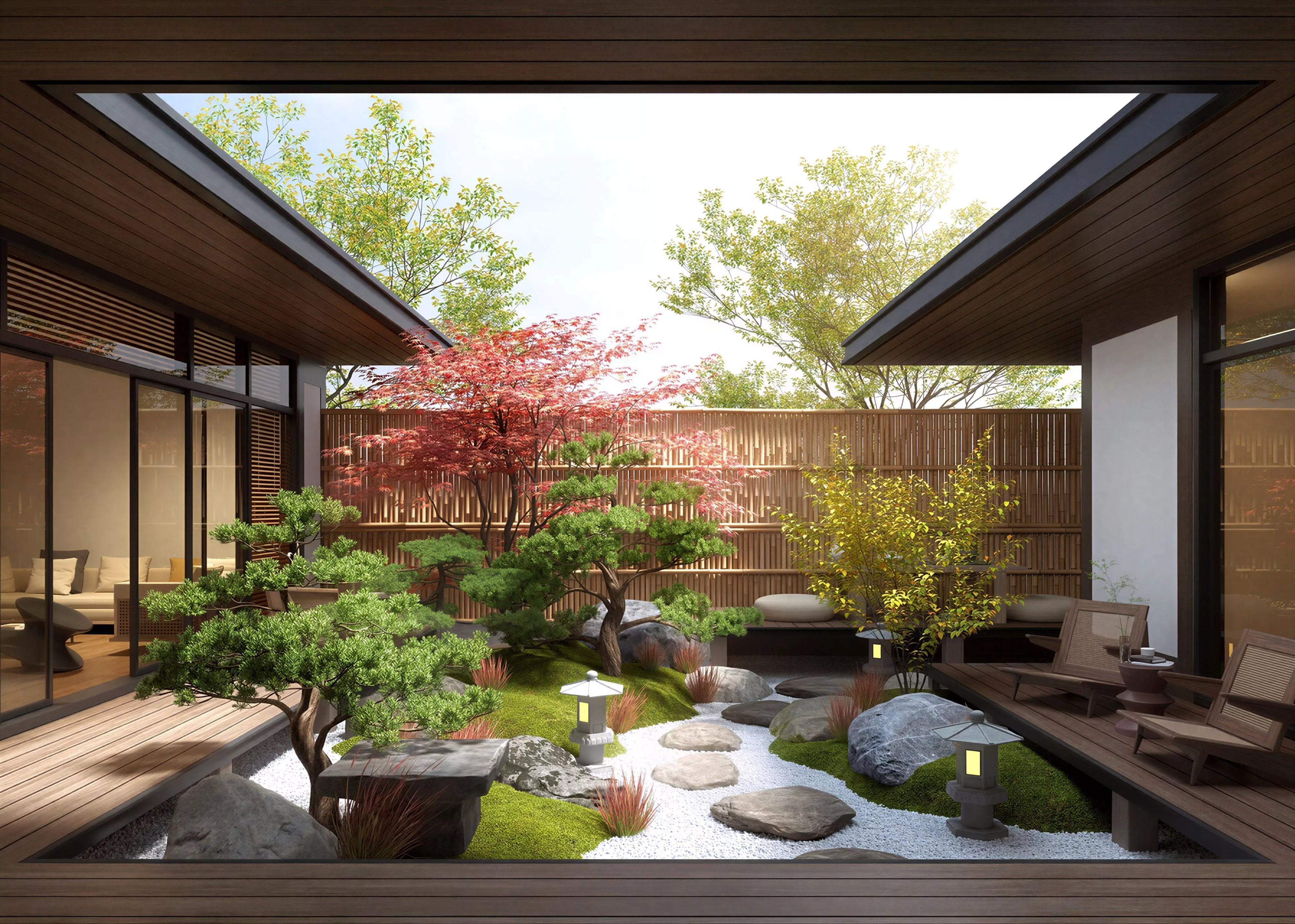 Internal View Wabi-Sabi Villa Japanese Zen Garden 3D model